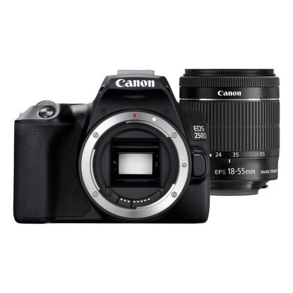 Canon EOS 250D + EF-S 18-55mm f/4-5.6 IS STM SLR Camera Kit 24.1 MP CMOS 6000 x 4000 pixels Black